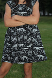 Glow In The Dark Dino Peasant Dress