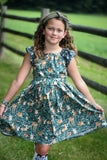 Fall Deer Peasant Dress