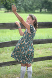 Fall Deer Peasant Dress
