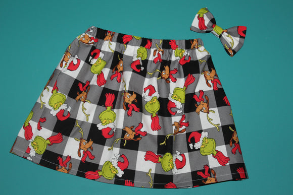 Grinch + Bow Bubble Skirt