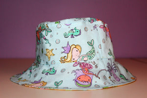 Reversible Sun Hat - Mermaid 6-12mths